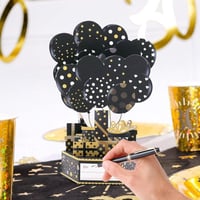 Fekete 3D Popup Üdvözlőkártya 30. Születésnapra és Apák Napjára Borítékkal 4