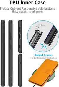 Sony Xperia 10 III Sárga Bőrtok Pénztárcával és Állvánnyal 4