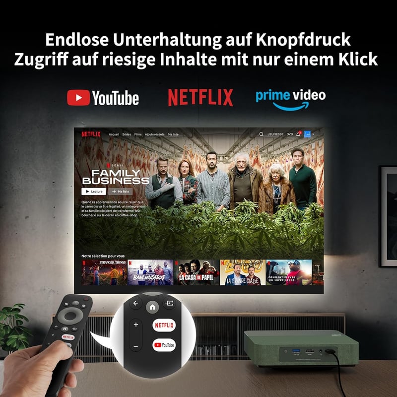WEMAX ALPD Lézer Mini Projektor - Hivatalos Netflix Licenc, 500 ISO Lumen, 1080P HD, HDR10, WiFi, Bluetooth, Dolby Audio, Hordozható Otthoni