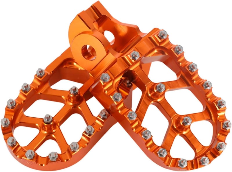 JFG RACING CNC Alumínium Lábtartó KTM SX SX-F EXC XC MC TC FC TE FE TX FX Motorokhoz - Széles, Csúszásmentes, Narancssárga