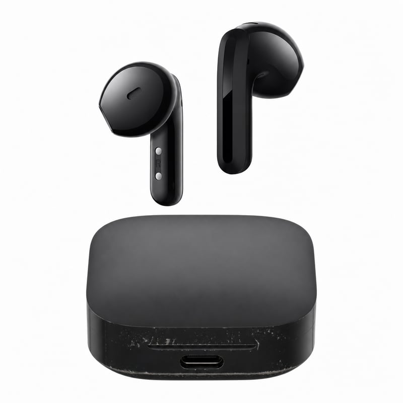 Căști wireless Xiaomi Redmi Buds 6 Active Bluetooth 5.4, negru - fără încărcător, port de încărcare uzat (stare: vezi a 2-a imagine)