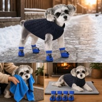 Zimný set na venčenie: nepremokavý kabát + 4x topánky + uterák + samoohrevná deka 1