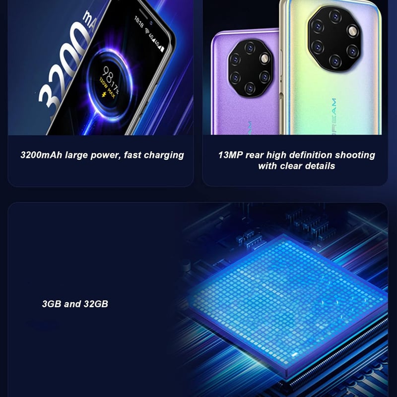 Tonysa 3.5" 4G Okostelefon - Kártyafüggetlen, Dual SIM, 32GB, Android 9.1, Arcfelismerés, Ujjlenyomat-olvasó, Fekete