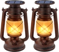 Fortand vintage napelemes LED lámpás, lángeffekttel - 2 db kerti függő lámpa 1
