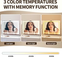 Sminktükör 50x62,5 cm LED Világítással - 3 Színhőmérsékletű Hollywood Tükör Érintésvezérléssel, 10X Nagyítással, USB  5