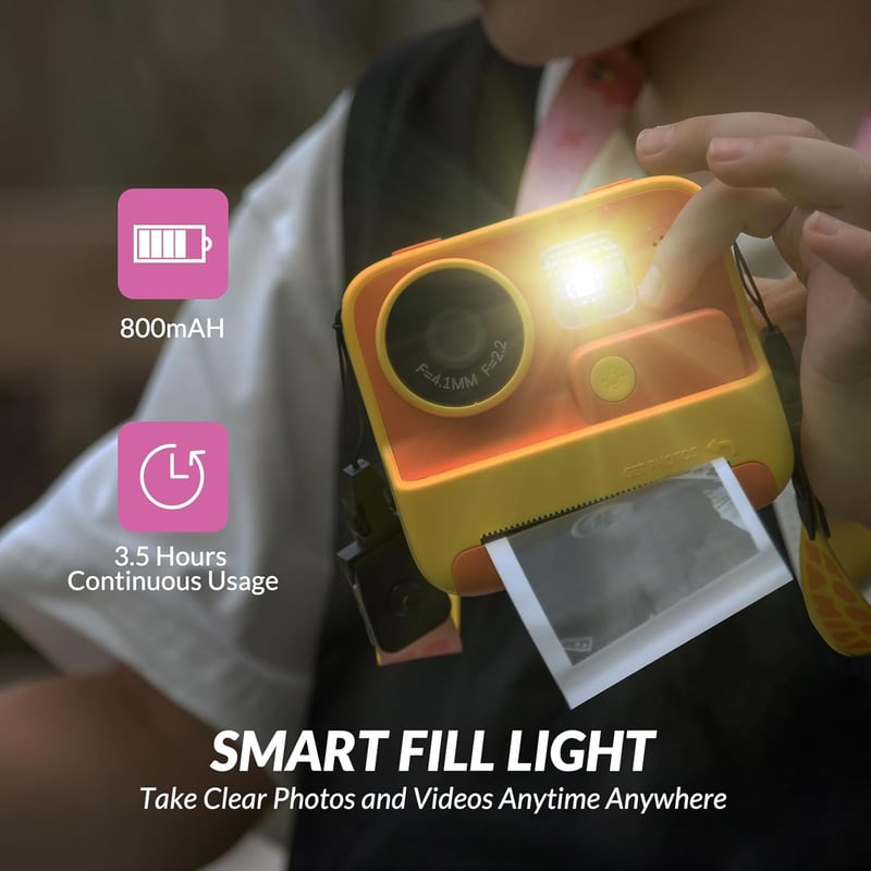 Gyerekeknek való digitális fényképezőgép azonnali nyomtatással, 1080P, 32GB kártyával, 3-12 éveseknek