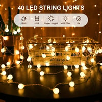 Bigzom USB Gömb Fényfüzér 7m 40 LED Meleg Fehér IP65 Vízálló Beltéri Dekoráció Hálószobába Nappaliba Esküvőre Karácsonyra - 7M-Lichterkette USB 2