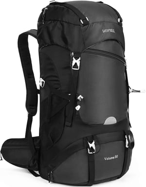 Rucsac de drumeție impermeabil HOMIEE 50L cu husă de ploaie, rucsac ușor pentru activități outdoor, camping, călătorii și ciclism, pentru bărbați și femei