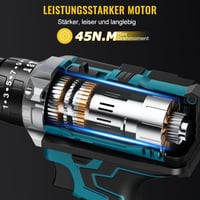 CONENTOOL 21V Akkus Fúró-Csavarozó Készlet, 45 Nm Nyomaték, 2 Sebességfokozat, 2x2000 mAh Akkumulátor, 30 Részes Tartozékkal 2