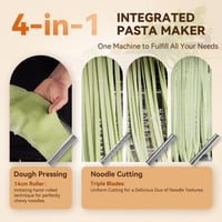 Elektromos Tésztakészítő Gép - Professzionális - Rozsdamentes Acél, 3 Vágópengével (1,5/4/9 mm), 9 Vastagság Beállítással 0.3-3 mm Spagetti, Fettuccine 3