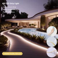BENLUN 48V LED Szalag 20m - 3000K Meleg Fehér IP65 Vízálló Kültéri-Beltéri Világítás, 150W Öntapadós Vágható Szalag Tápegységgel, 15000lm 4