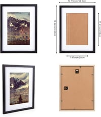 Joyshare Képkeret 30x40 cm - Fekete Fa Keret Akrilüveggel, Paszpartúval, Kétirányú Felfüggesztéssel, Gyerekbiztos, Fotókhoz, Poszterekhez, O 2