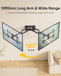 FORGING MOUNT Dönthető-Forgatható TV Fali Tartó 42-86" Képernyőkhöz, 109 cm Extra Hosszú Karral, 50 kg Teherbírással, Lapos/Ívelt TV-hez, VE 4