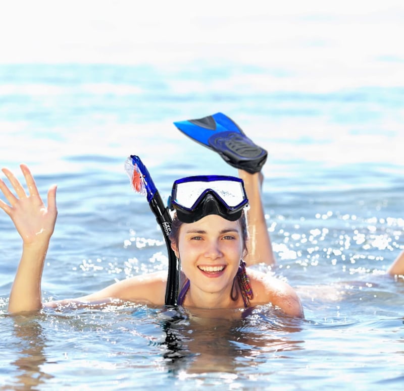 Pano 3 ablakos búvármaszk és légzőcső szett felnőtteknek, kék - Párásodásgátló profi snorkel felszerelés