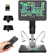 Andonstar AD246S-M HDMI Digitális Mikroszkóp 2000x Nagyítással, 3 Lencsés 2160P UHD Felvétellel, 7" LCD Kijelzővel, Forrasztáshoz, Elektroni 1