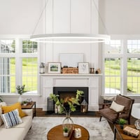 YYUTLUO Modern LED Csillár - 80 cm Fehér Kör Alakú Függőlámpa, 35W, Távirányítható, Fényerőszabályozható, Nappali és Hálószoba Világítás 8