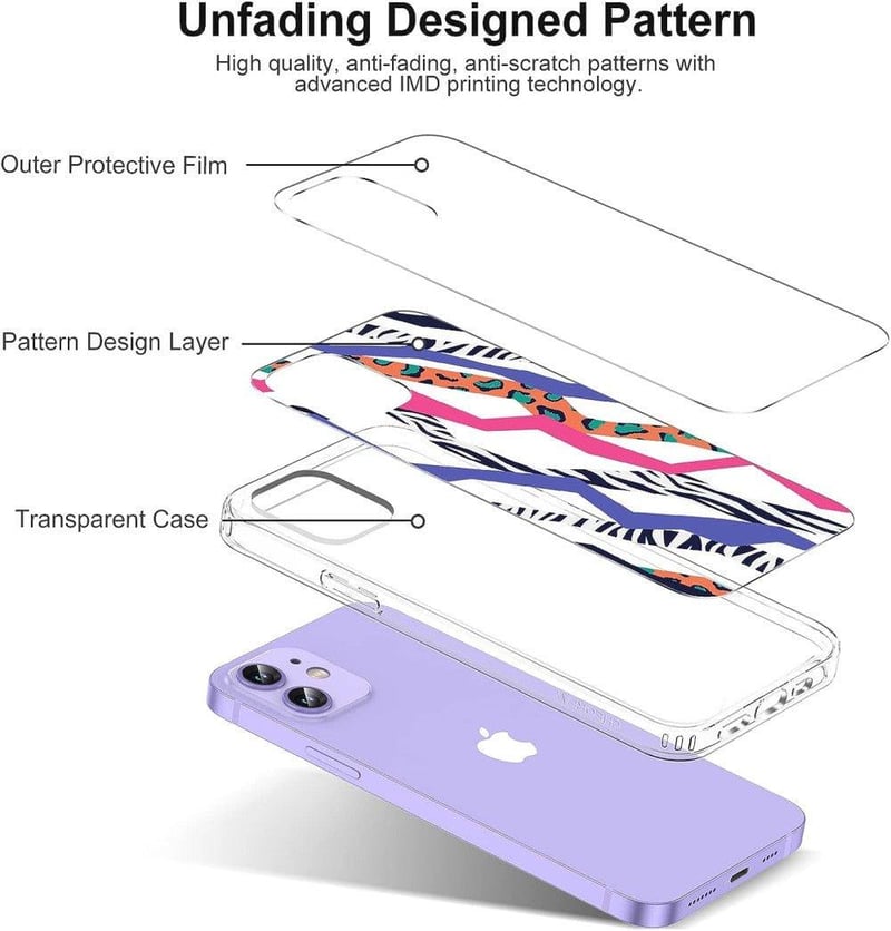 iPhone 12/12 Pro Átlátszó Ütésálló Szilikon Tok Csíkos Mintával