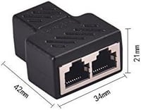Arany RJ45 Ethernet Elosztó Adapter - Dupla Aljzatú HUB 6