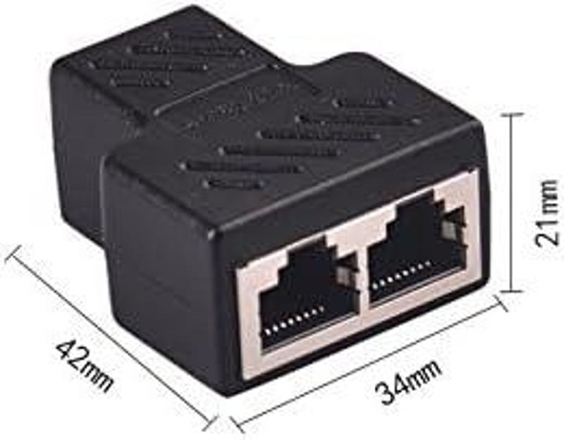 Arany RJ45 Ethernet Elosztó Adapter - Dupla Aljzatú HUB