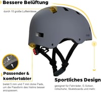 PANK Prémium Városi Kerékpársisak LED Világítással - Unisex BMX, E-Roller, Gördeszka, Görkorcsolya Védősisak 2