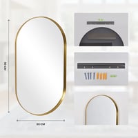 LunaMirror Ovális Fürdőszobai Tükör 60x90 cm - Arany Keretű Fali Tükör Hálószobába, Nappaliba, Előszobába - Modern Dekoratív Dizájn 5
