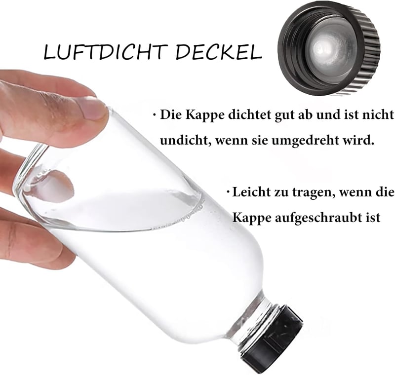 DIDITIME 60 ml Mini Üvegpalack Szett 6 db - Légmentes Fehér Üvegek Olajhoz, Italokhoz, Gyömbér Shotokhoz Tölcsérrel - Szivárgásmentes Utazó 