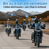 WAYXIN R6S Motoros Headset - 1200m Hatótávolságú Bluetooth Kommunikációs Rendszer 6 Motoros Összekapcsolásával, Vízálló, Kihangosító, Zajszű 3