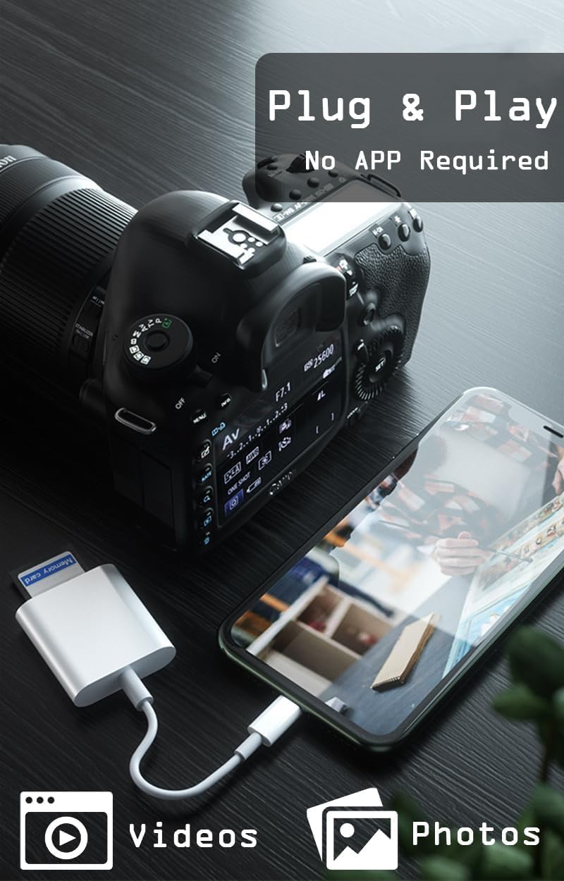 Oliveria 2 az 1-ben SD Kártyaolvasó iPhone/iPad Készülékekhez - Micro SD/SD Dual Slot, Egyidejű Töltés, Plug and Play, 4K Videó Támogatás