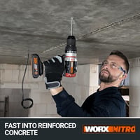 Worx 20V Akkumulátoros Ütvefúró-Csavarozó - Szénkefe Nélküli Motor, 60Nm Nyomaték, 2000 RPM, 2db 2.0Ah Akkuval, Fúrószár Készlettel, Fához,  6
