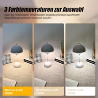 EXTRASTAR Gomba Alakú LED Asztali Lámpa - Érintésvezérelt, Tölthető, 3 Színhőmérsékletű Dekorációs Világítás Hálószobába, Nappaliba 4