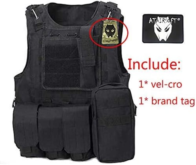 ATAIRSOFT Fekete Taktikai MOLLE Mellény Airsoft és Vadászathoz