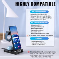 Samsung 3 az 1-ben vezeték nélküli töltőállomás Galaxy S24 Ultra, Watch 6 és Buds 2 Pro készülékekhez, digitális órával 2