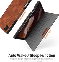 Antbox iPad Pro 12.9" Bőrtok (2018-2022) - Ceruza tartóval, Automata Alvás/Ébresztés funkcióval, PU Bőr Védőtok, Barna 6