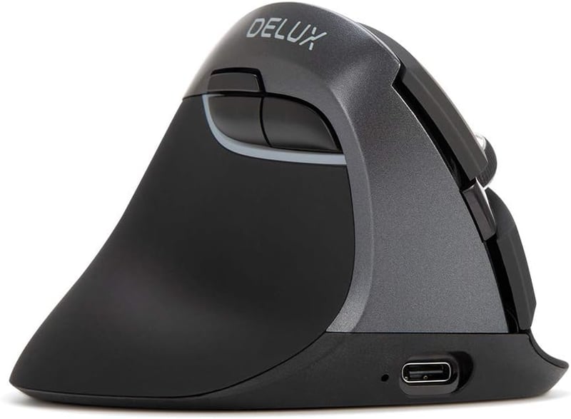 DeLUX M618ZD ergonomikus, vezeték nélküli, balkezes egér - RGB, 4000 DPI, újratölthető, csendes