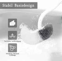 WC-kefe szett erős sörtékkel és peremtisztítóval - 2 db fehér, hosszú nyelű toilette kefe tartóval 7