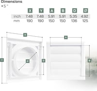 Vent Systems 125mm Fehér Szellőző Fedél - Szárítógép Kivezető Fedél Szellőzőnyílásokkal - Elszívó Sapka - Egyoldalas Műanyag Légbevezető Rác 6