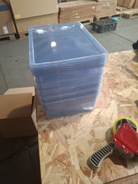 Priehľadný úložný box s vekom Rotho Clear, stohovateľný, modrý, 10 l, súprava 5 ks (neúplné balenie) 4