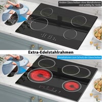 DELITEER Üvegkerámia Főzőlap 60 cm - 4 Zónás, 6600W, Érintőgombos Vezérlés, Flexibilis Dupla és Ovális Zónával, Beépíthető Kivitel 3