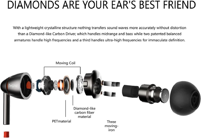 1More Dual Driver Fülhallgató - Könnyű In-Ear Fejhallgató Kettős Meghajtóval, Mély Basszussal, Beépített Mikrofonnal, 18,5g