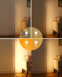EDISHINE Set de 2 lampadare LED, Auriu, Lampă de colț minimalistă, 146 cm, Cu intensitate reglabilă, 3000K Alb Cald, Comutator de picior, Pentru living, Dormitor 2