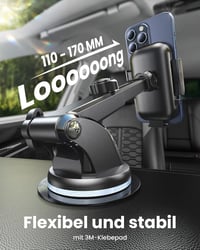 andobil 3-in-1 Univerzális Autós Telefontartó - Szellőzőrácsra és Szélvédőre, Karbon Fekete, iPhone Samsung Huawei Xiaomi Kompatibilis 4