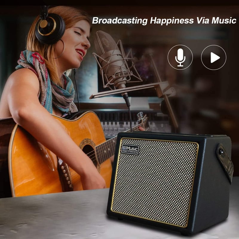 Coolmusic 30W Hordozható Gitárerősítő - Bluetooth Kapcsolat, Mikrofon Bemenet, Akkumulátoros, Fa Ház, Visszhang Effekt, Gitár és Billentyű K