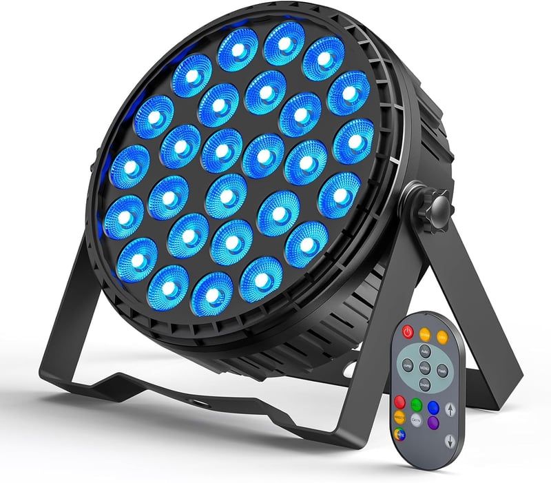 Ukfog 216W RGBW LED Par Reflektor - 27x8W DMX Diszkó Fény Távirányítóval - 6 Üzemmódú Színpadi Világítás DJ Partikra, Esküvőkre, Karácsonyi  - 1 PC