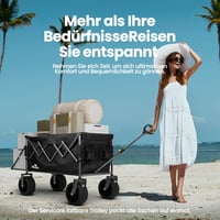 Servicore 300L XXXL Összecsukható Kézikocsi - 150kg Teherbírású Szállítókocsi 360° Forgó Kerekekkel, Gumiabroncsos, Bővíthető Tárolóval és Z 7