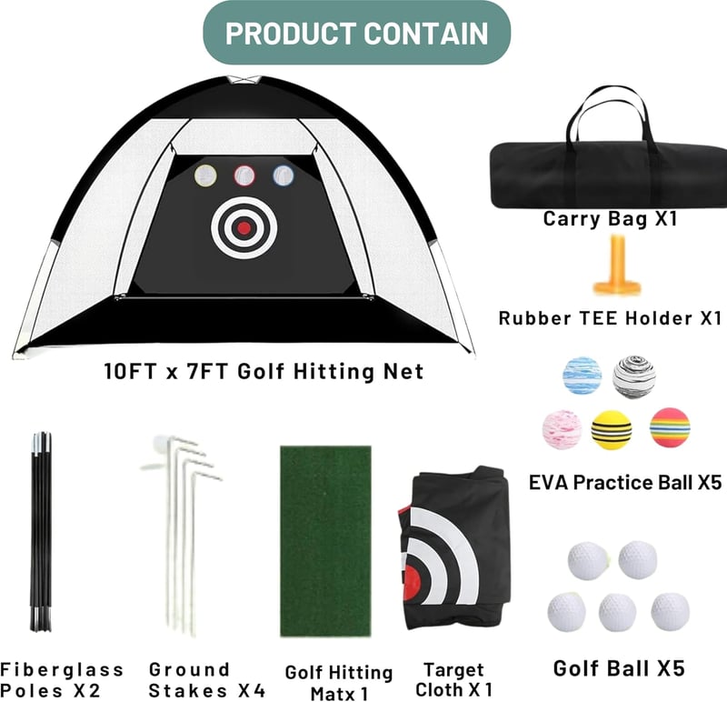 MOWAYSERS Prémium Minigolf Szett - 10 Labdával, Putting Szőnyeggel és Kiegészítőkkel, Beltéri Edzéshez