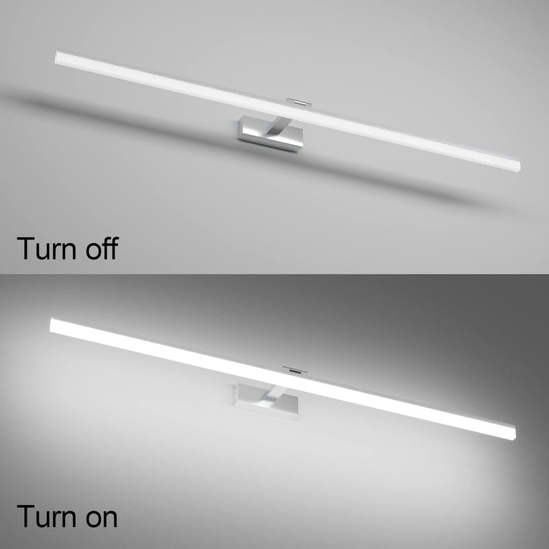 Klighten LED Tükör Világítás 32W 1820LM 6000K Hideg Fehér - 120cm Ezüst Fürdőszobai Fali Lámpa IP44 Vízálló 180° Forgatható Tükörlámpa