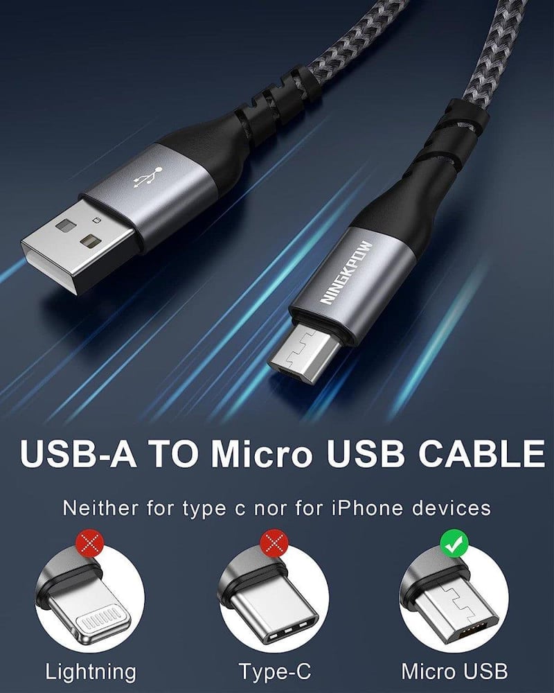 Tartós 2 méteres fonott Micro USB töltőkábel NINGKPOW-tól