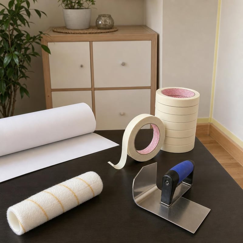 Set za renovaciju: valjak + 16x krep traka + folija za namještaj + kutna gletarica