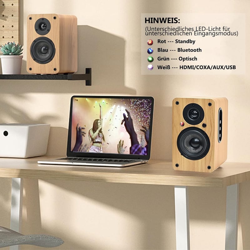 LONPOO LP-42X Bluetooth Polchangszóró HDMI ARC-val, 100W RMS, 4" Szénszálas Mélynyomó, Optikai/Koaxiális/USB/AUX Bemenet, Fejhallgató Kimene