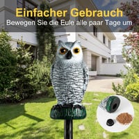OFFO Madárijesztő Bagoly - Műanyag Madárriasztó Galambok és Harkályok Ellen - Kerti, Terasz és Erkély Védelem - Fekete/Fehér 5